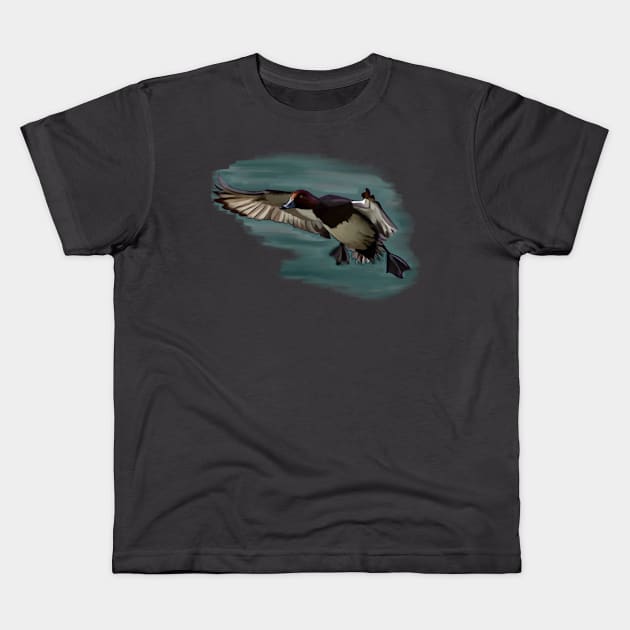 A mighty fowl water landing Kids T-Shirt by laceylschmidt